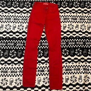red guess long skinny jeans